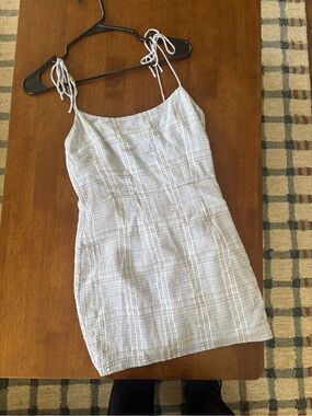 superdown Light Blue Plaid Tie-Strap Mini Dress